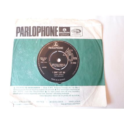 7" 1966 THE HOLLIES .I CAN'T LET GO. PARL R 5409. RUNNING THROUGH THE NIGHT.N M