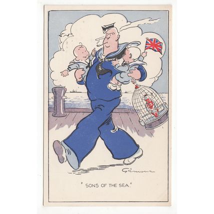 Sons of the Sea Naval Comic Funny Postcard Eagle Steamer Publications