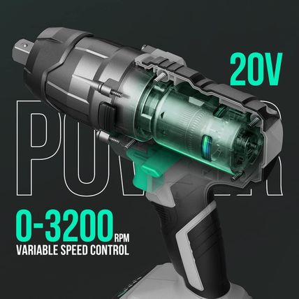 Litheli Impact Wrench Cordless, 1/2 Inch Power Impact Driver with 320 Ft-Lbs(430