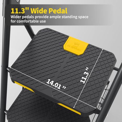KINGRACK 4 Step Ladder, Sturdy Steel Step Stool with Safe-Lock Design, Handrail,