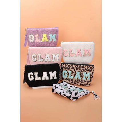 Phalaenopsis Sparkle Letter Pattern Tassel Zipper Makeup Bag