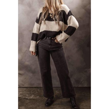 Jet Stream Colorblock Loose Pullover Sweater