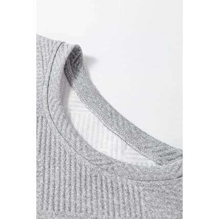 Gray Solid Color Textured Long Sleeve Shift Dress
