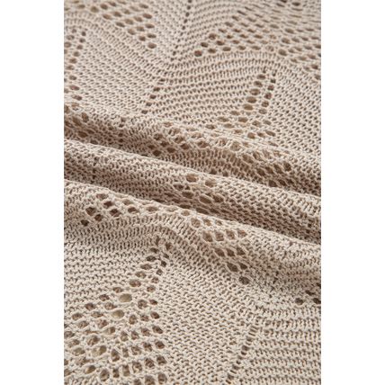 Parchment Hollow Out Knit 7/8 Sleeve Casual Sweater