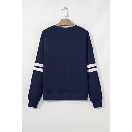 Navy Blue Number 23 Printed Oversize Varsity Sweatshirt