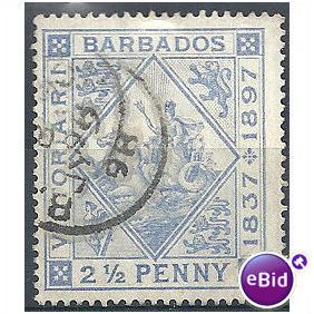 Barbados 1897 SG119 2 1/2d.Ultramarine Fine Used.