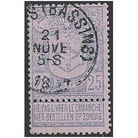 Mi 63 Zf: 25 c. blue on rose Antwerp Exhibition.