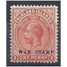 Falkland Islands 1919 SG71 1d Orange-Vermillion WAR STAMP Mounted Mint . .