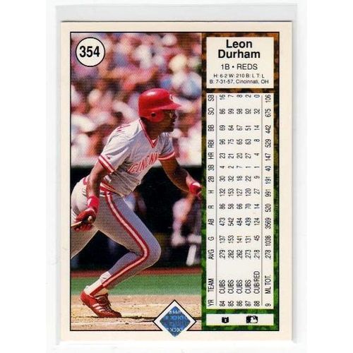 1989 Upper Deck Leon Durham baseball card #354 – Reds