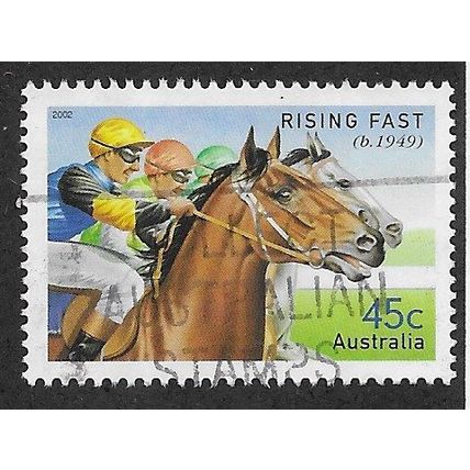 AUS 2002 45c 'CHAMPION RACEHORSES- RISING FAST' FINE USED (EBID68-383)