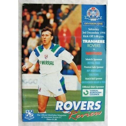 1994 programme Tranmere Rovers v. Watford