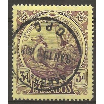 Barbados 1916 SG186 3d Purple/Yellow Fine Used ..