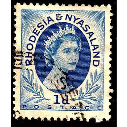 Africa Rhodesia & Nyasaland 1954 Queen Elizabeth II 1d Used Stamp QE II