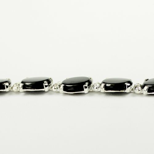 Black Onyx, 925 Sterling Silver Bracelet, SB003C