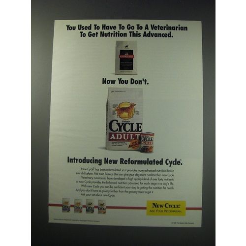 1991 New Cycle Dog Food Ad - Nutrition This Advanced