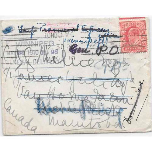 East Selkirk Manitoba, Canada Edward from GB, 1910, multiple redirects