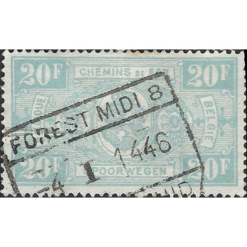 BELGIUM, RAIL, Coat of Arms in Oval, pastel blue 1941, 20F