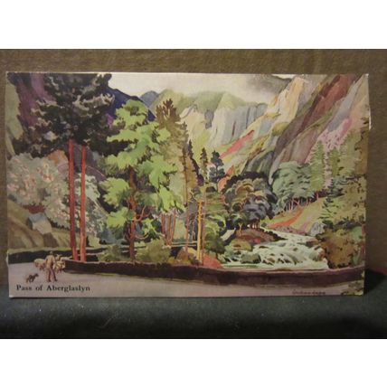 ABERGLASLYN PASS, SNOWDONIA. unused vintage postcard. blank back =