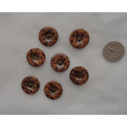 Y7 Mottle Brown Buttons 23mm 3/4 Round 2 Hole 7 Pieces Sewing Crafting