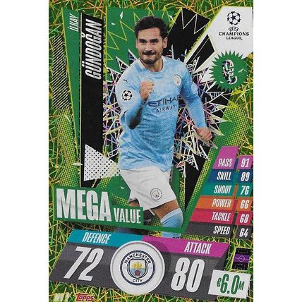 Match Attax UCL & UEL Extra 2020-21: Mega Value - Manchester City FC, Gündoğan