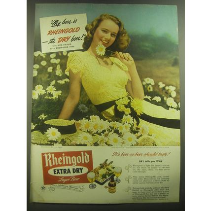 1946 Rheingold Extra Dry Lager Beer Ad - My beer is Rheingold - Rita Daigle