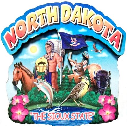North Dakota the Sioux State Artwood Montage Fridge Magnet