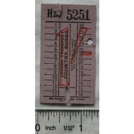 Vintage: ticket London Transport Country Buses & Coaches 1/-
