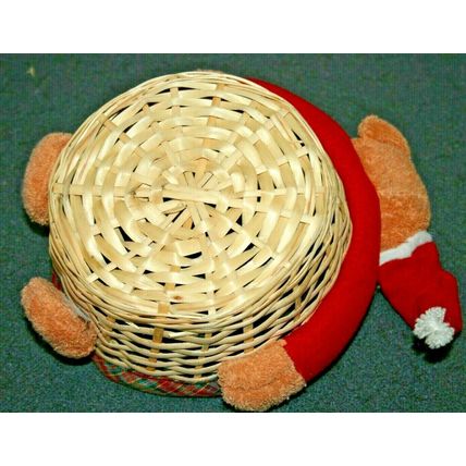 Christmas Santa Mug Teddy Bear Basket & Homemade Knitted Snowflake Pet Collar