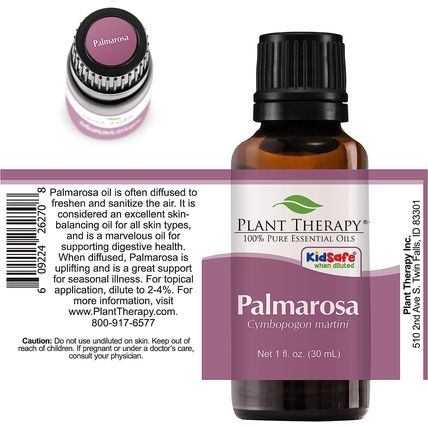 Palmarosa Essential Oil Plant Therapy Organic - 1 OZ (30ML)