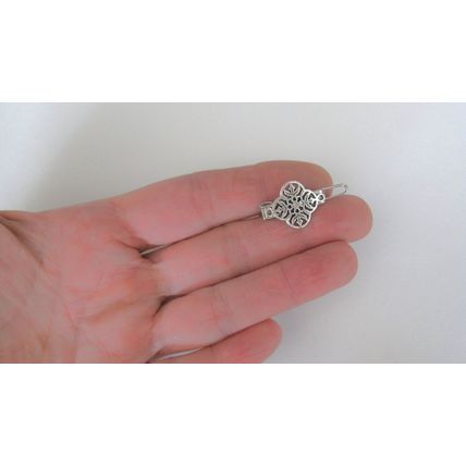 Extra tiny small silver metal floral shape hair pin clip barrette (set of two)