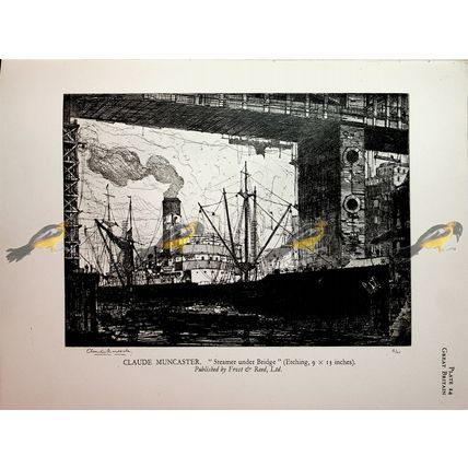 Steamer Under Bridge & Bosham Sussex, Book Illustration (Print), 1930