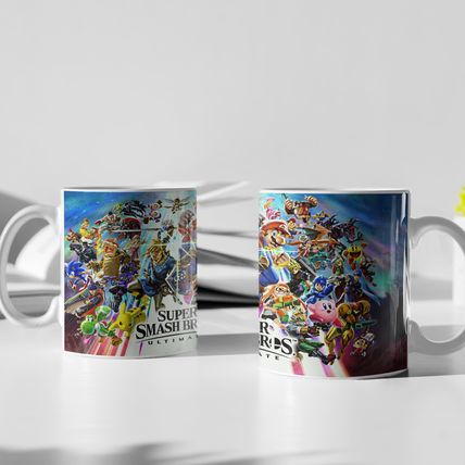 Super Smash Bros. Ultimate Mug 11 oz Tea Video Game Mario NES Switch New