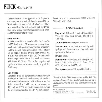 Collectors Club card. Classic Cars. Buick Roadmaster (#2)