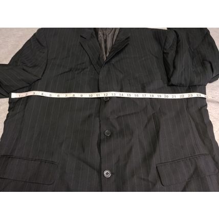 Angelo Rossi Mens Sports Coat Black Striped Inner Pockets Button Sleeve