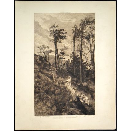 BLACKBERRY GATHERERS 1914 F. Regamey - George Hemming Mason ANTIQUE ETCHING