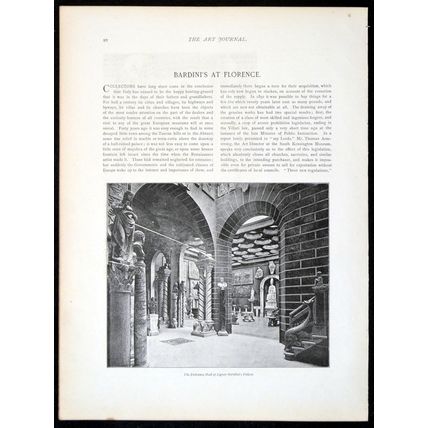 ENTRANCE HALL OF SIGNOR BARDINI’S PALACE 1893 Florence PRINT