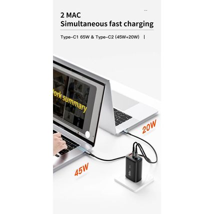 Essager 65W GaN Charger USB Type C For Laptop MacBook Pro Wall Charger UK Plug