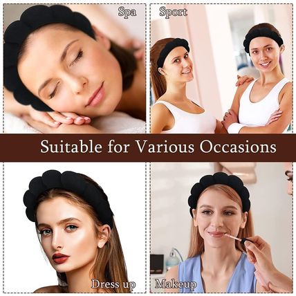 2Pcs Spa Facial Headband Puffy Makeup Hairband for Women Thick Towel Accessories