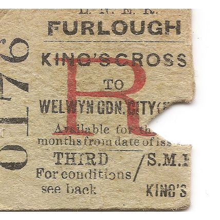 L.N.E.R. Edmondson Ticket - King's Cross to Welwyn Garden City