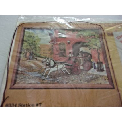 Creative Circle Embroidery Kit 0334 Station # 7 Fire Station 12 x 16" 1984