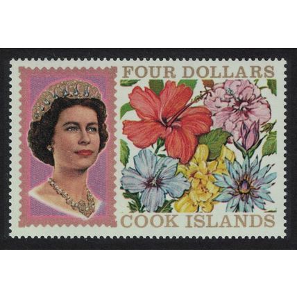 Cook Is. Queen Elizabeth II and Flowers $4 1967 MNH SG#246