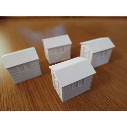 OO / HO 8' x 6' garden shed . 1:76 Scale for Model Railway, pack of 4