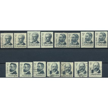 Famous Australians: Perf Varieties - Australia 1969 - FH - SG 446/9