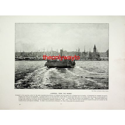 Liverpool From Mersey, St Georges Hall & Lime Street, Book Illustration, c1897