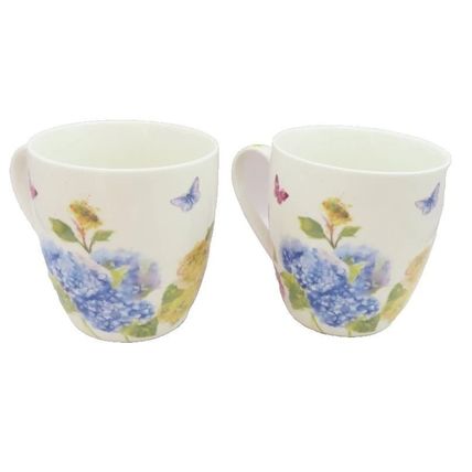 Butterfly Blossom Mugs Set of 2 Fine China Mugs 9 CM Mirowave & Dishwasher Safe