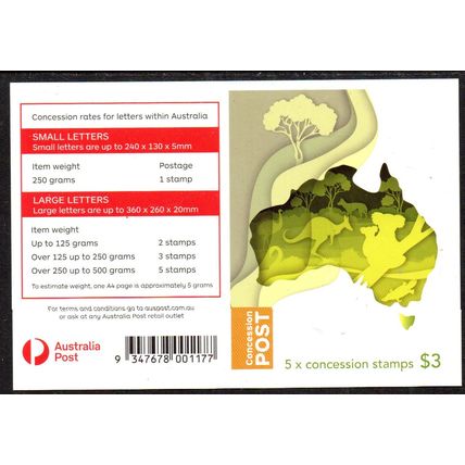 AUSTRALIA: 2023, CONCESSION POST, SELF-ADHESIVE MNH BOOKLET OF 5 STAMPS.
