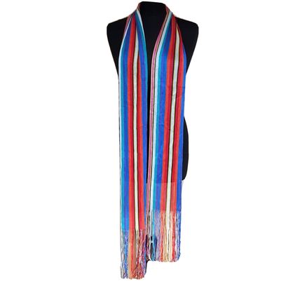 Topshop Vintage Rainbow Red Blue White Light Knitted Tassles 2m Long Scarf