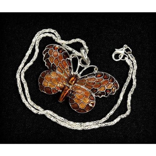 Enamel Crystal Butterfly Charm Pendant Silver Plated Necklace Jewellery 2370