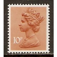 Great Britain 1980 10p Orange Brown 1RB Unmounted Mint NHM SG X889 postage stamp