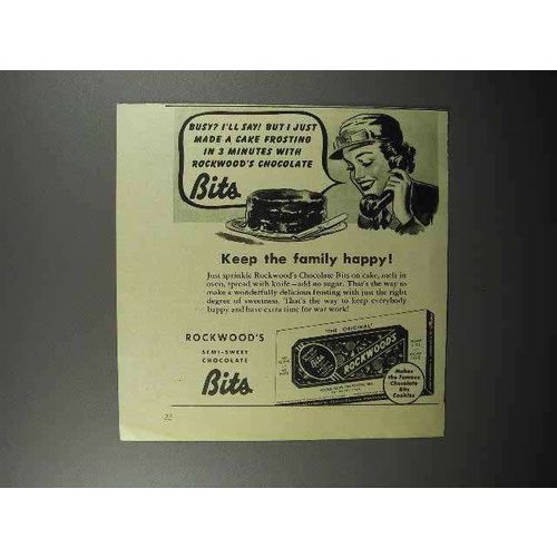 1944 Rockwood's Chocolate Bits Ad - Family Happy